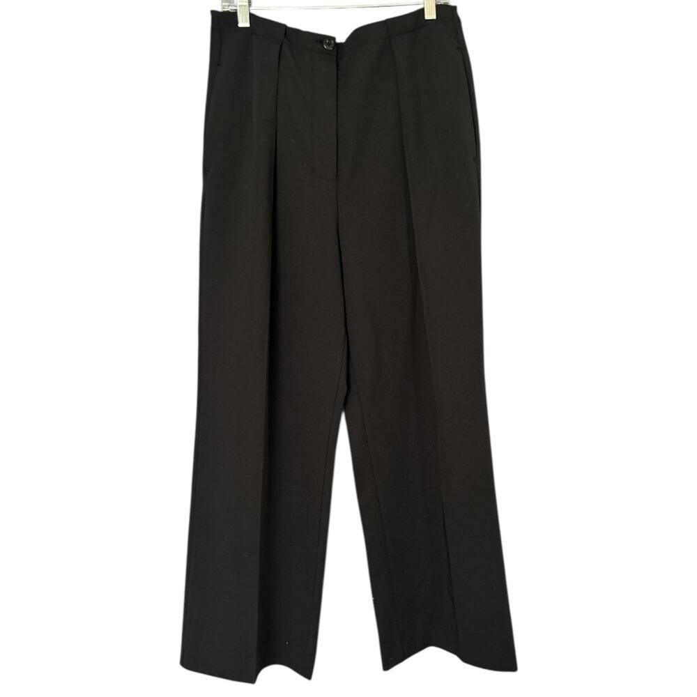 Free People Black Pleated Wide Leg Trouser Pant Women's L Classic Minimalist NEW